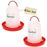 GarPet Wasserspender 2er Set Hühnertränke 1,5L Geflügeltränke Hühnerzubehör Wasserspender 0.75 l