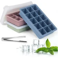 FOUORTUNATE-BEE Eiswürfelform Silikon Eiswürfelform Set mit Deckel 45 Würfel Whisky Formen, Eiswürfelform mit Deckel für Whisky Cocktail Eiswürfel Formen