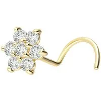 PIERCINGLINE Nasenpiercing 18 Karat Gold Nasenstecker Spirale DIAMANT-BLUME (Nasenstecker, 1-tlg)