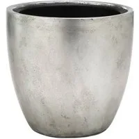 Flingora Pflanzkübel Faye, mit Einsatz - Fiberglas - Indoor - Silber - Ø 30 cm