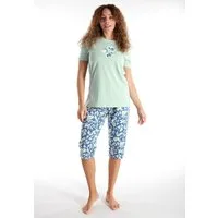 GÖTZBURG Pyjama Kurzarm, 3/4 Hose, Rundhalsausschnitt, mit Motiv, Baumwolle