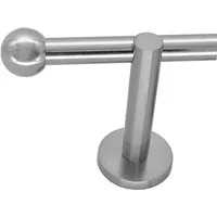 BASIT Gardinenstange Rohr Edelstahl 16 mm mit Wandträgern 120 cm E22, Ø 16 mm, 1-läufig, verschraubt, Edelstahl, H10 120 cm E22 Kugel