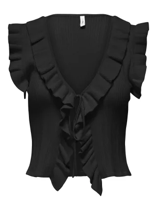 ONLY - ONLMARTINE LIFE SL FRILL CARDIGAN KNT Black - Gr. - L