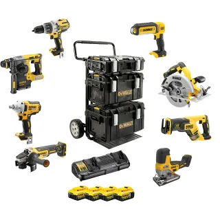 DEWALT 8er Akku Kombopack 18V + 4 Akku + Doppelschnellladegerät II - DCK856P4-QW