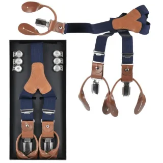 Hosenträger Herren knöpfbar Leder marine 25mm 120cm | Lloyd Casuals. Ein vielseitiges Accessoire für den perfekten Sitz Ihrer Kleidung im Alltag.