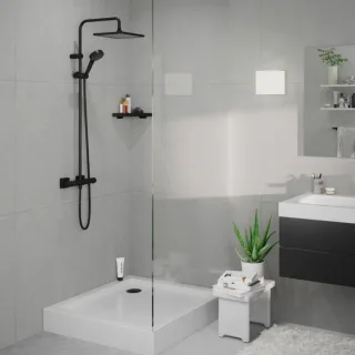 hansgrohe Vernis Shape 240 1jet Showerpipe 26427670 mit Thermostat, mattschwarz