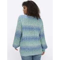 Sheego Strickpullover Langarm-Pullover Langarm Ajourstrick, Grobstrick