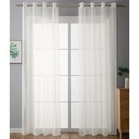 Gardinenbox Gardine (2 St), Ösen, transparent, Voile, Ösenvorhänge Voile »Uni« Bleibandabschluß 20332-cn2