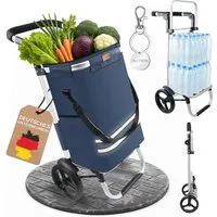 Allyson Einkaufstrolley Einkaufswagen klappbar, Einkauftrolley mit 56L Kapazität & Kühlfach, 2-in-1 Funktion: Tasche abnehmbar, Gestell als Sackkarre nutzbar.