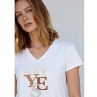 MORE&MORE Kurzarmshirt sommerliches Kurzarmshirt "Say Yes"