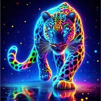 Rötting Design Malen nach Zahlen Diamond Painting Set 5D DIY Motiv neonstrahlender Leopard (Komplett-Set), Diamond Painting Vollbild, Vollständiges Zubehörpaket