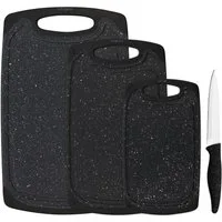 GRÄWE Schneidebrett Schneidebrett-Set, 4-teilig, inkl. Messer, Granit-Look