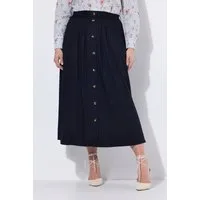 Ulla Popken Jeansrock Maxirock A-Linie Bundfalten Hornoptik-Knopfleiste