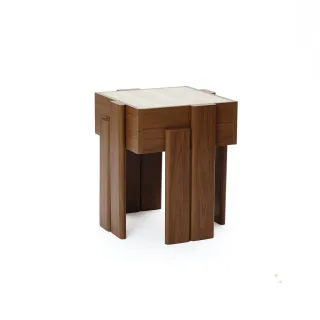 Hometopia Beistelltisch, Braun, Holz, Quadratisch, 40x50x40 cm, Schlafzimmer, Nachttische