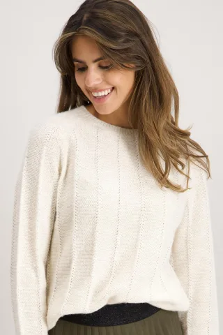signe nature - Unifarbener Pullover aus Fantasiestrick beige - Gr. - L