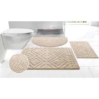 OTTO home Badematte Louvres, Badvorleger, Badezimmer Teppich, Duschvorleger, Höhe 10 mm, rutschhemmend beschichtet, schnell trocknend, Polyester, rechteckig, Badteppich, Uni Farben, Hoch-Tief Effekt, Boho-Style