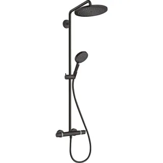hansgrohe Croma Select S Showerpipe 26891670 mit Thermostat und Handbrause, mattschwarz