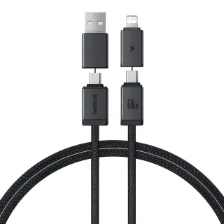 Baseus Versatile 60W USB-A+USB-C to USB-C+iP Cable PD Fast Charging Data Transmission Copper Core Line 1M/2M Long fori