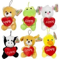 Dinotoys Kuscheltier Plüschtiere mit Herz „LOVE“ – Kuscheltiere – 14 cm – 6 verschiedene Mo