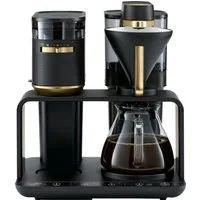 Melitta Kaffeemaschine mit Mahlwerk 1024-02, 1l Kaffeekanne, Papierfilter 1x4, Schwarz/Gold, 360°rotierender Wasserauslauf