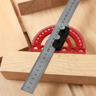 Combination Semi Circular Angle Finder 0 180 Degree Protractor with Detachable 330mm Ruler Precision Woodworking Measure