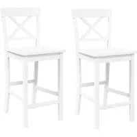 vidaXL Barhocker Barhocker 2 Stk. Weiß Massivholz Gummibaum (2 St)