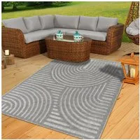 TaCa Home Teppich Outdoor Teppich wetterfest Boho Scandi, rechteckig, Höhe: 10 mm, Terrasse Balkon Garten Wohnzimmer Bad Küche, Grau-674 - 80 x 150 cm