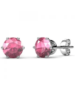 Geburtsstein-Oktober-Ohrringe - Silber und Rosa