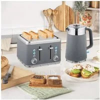 HOMCOM Frühstücks-Set schnell Wasserkocher mit Warmhaltefunktion, Edelstahl-Innenraum (2-tlg), 4 Scheiben Toaster mit 7 Bräunungsstufen, Kalkfilter