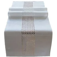 matches21 HOME & HOBBY Tischdecke Tischläufer Durchbrochene Ornamente wollweiß 40x140 cm (1-tlg)