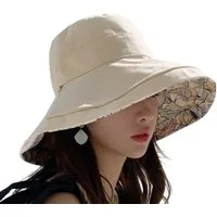 Zaewry Fischerhut Wendbarer Bucket Hat für Damen, UV-Sonnenschutz, Breite Krempe Fischerhut, Sommer-, Strand- & Reisehut
