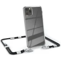 EAZY CASE Handykette Silikonhülle mit Kette für Apple iPhone 11 Pro Max 6,5 Zoll, Ketten Hülle Transparent Case Kettenhülle abnehmbare Kordel Schwarz