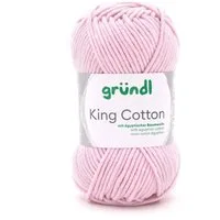 Gründl Wolle King Cotton Baumwollgarn Strickgarn Häkelwolle, 78,00 m (50g Handstrickgarn, Strickwolle, Baumwollmischgarn mit ägyptischer Baumwolle, zum Stricken und Häkeln für Nadelstärke 6 - 7 mm), mit Häkel - Anleitung zum download