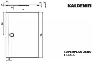 Kaldewei Duschwanne SUPERPLAN ZERO Mod.1564-5, 750 x 1300, sm100,Wt extrafl. 356447980676
