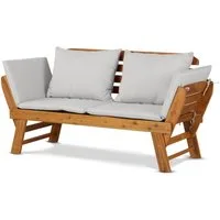 KHG Gartenliege Akazie geölt, Daybed, Sonnenliege, Lounge-Set klappbar, 1 St., Taupe, Schlaffunktion