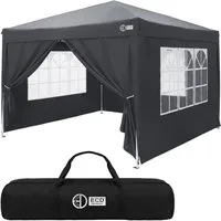 ECD Germany Faltpavillon Pavillon Pop Up Wasserdicht Faltbar Stabil Gartenpavillon Partyzelt, Gartenzelt 3x3m Anthrazit mit 4 Seitenwänden für Outdoor Winterfest