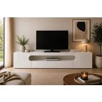 Home affaire Lowboard REAL TV-Möbel, 240 cm breit, 40/60 cm hoch, Hochglanz oder matt, mit 2 abgerundeten Türen, 1 Klappe, die ein ovales offenes Fach bilden