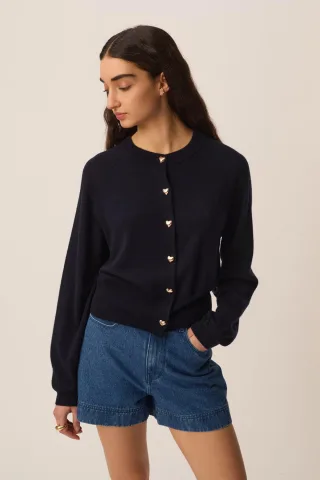 des petits hauts - Strickjacke - Arbalette blau - Gr. - 3