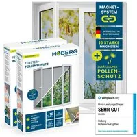 Hoberg Insektenschutz-Fensterrahmen Fliegengitter Moskitonetz inkl. Pollenschutz 150x130cm, (2-St), Fliegennetz, individuell zuschneidbar