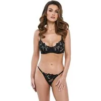 KOTEK Set: Bügel-BH Dessous-Set in schwarz Bügel-BH + Slip aus Netz (Set)
