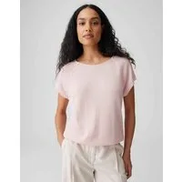 OPUS Kurzarmshirt Svalla aus Jersey mit Strick Optik leicht elastischer Stoff, natürlicher Griff, Casual