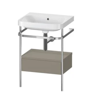 Duravit Happy D.2 Plus c-shaped Set mit Metallkonsole und Schubkasten Stein Grau Seidenmatt 575x490x HP4840N9292