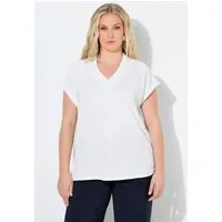 Ulla Popken T-Shirt T-Shirt Oversized Kelchkragen V-Ausschnitt Halbarm