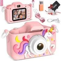 Kityhome Spielzeug-Kamera Kinderkamera,2" Display 1080P,Selfie Digitalkamera mit 32GB SD-Karte, Fotokamera Kinder für Jungen und Mädchen Weihnachten Geschenke (Pferd)