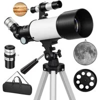 kowdom Teleskop 70mm Apertur 400mm Refraktor für Erwachsene mit Stativ und Tragetasche, Einsteigerteleskop, höhenverstellbares Stativ, leichtes Aluminium