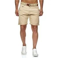 Indicode Shorts Herren kurze Hose mit Gürtel - Conor - Aus Baumwolle - Regular Fit Freizeithose - Sportlich eleganter Look - Bequemes Stretch Material