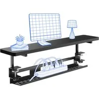 FLEXISPOT Schreibtischaufsatz Klemmbarer Monitorständer mit Untertisch-Ablage, ohne Bohren, (ergonomische Monitorerhöhung, bis 20 kg belastbar, passend für Tischplatten bis 25 mm)