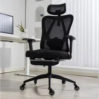 AMBINESS Bürostuhl Schreibtischstuhl, verstellbare Armlehnen & Kopfteil, 6 Modelle (Ergonomisch, stufenlos verstellbare Lendenstütze), inkl. 2 Rollensets, bis 150kg