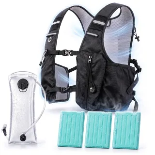 [EU Direct] TENGOO Cooling Hydration Vest with 2L Water Bladder & 3 Ice Packs, Lightweight Running Water Backpack, One S