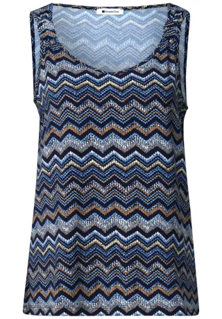 Street One - Top mit Allover-Muster blau - Gr. - 36